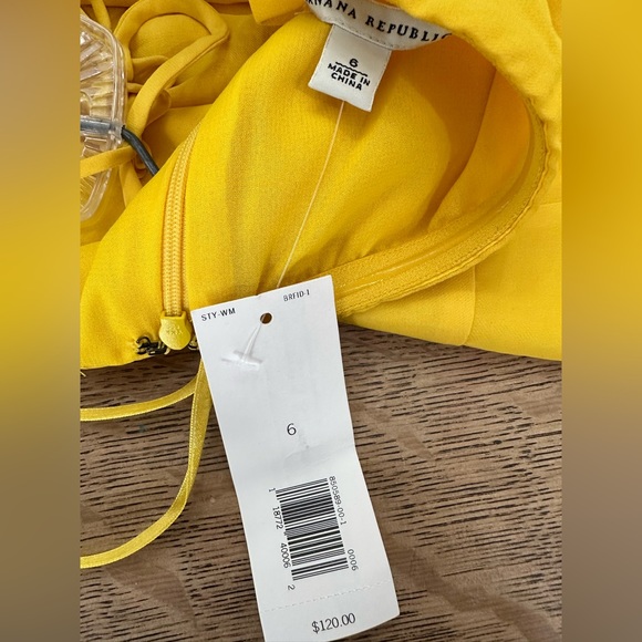 Banana Republic NWT Sunshine Yellow Wedding Guest Halter Tie Neck Dress sz 6 - Picture 12 of 16